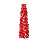 6PCS Santa Christmas Gift Box Whole Set stacked in festive red and white designs.